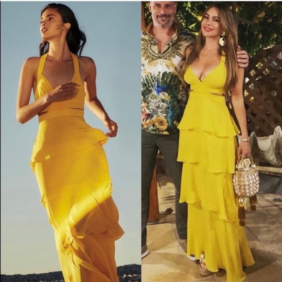 A.L.C. Dresses & Skirts - A.L.C. Lita Tiered Ruffled Yellow Silk Maxi Dress Gown in Size 4